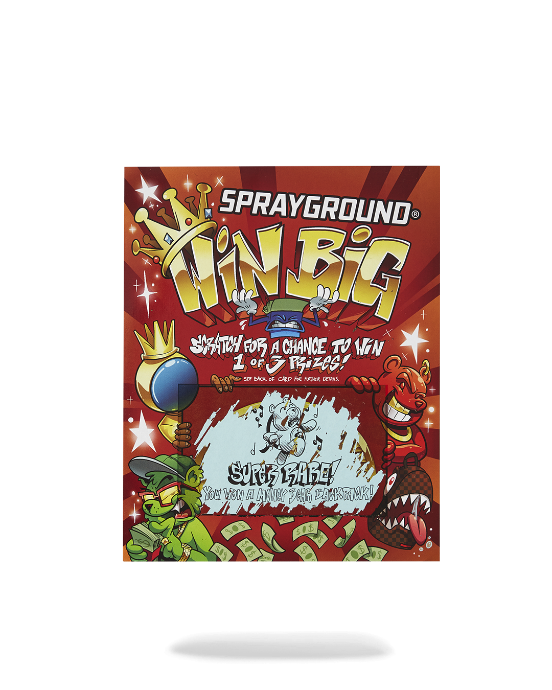 SPRAYGROUND SCRATCH OFF PLAYING CARD - WIN A BACKPACK, MONEYBEAR OR LUGGAGE!